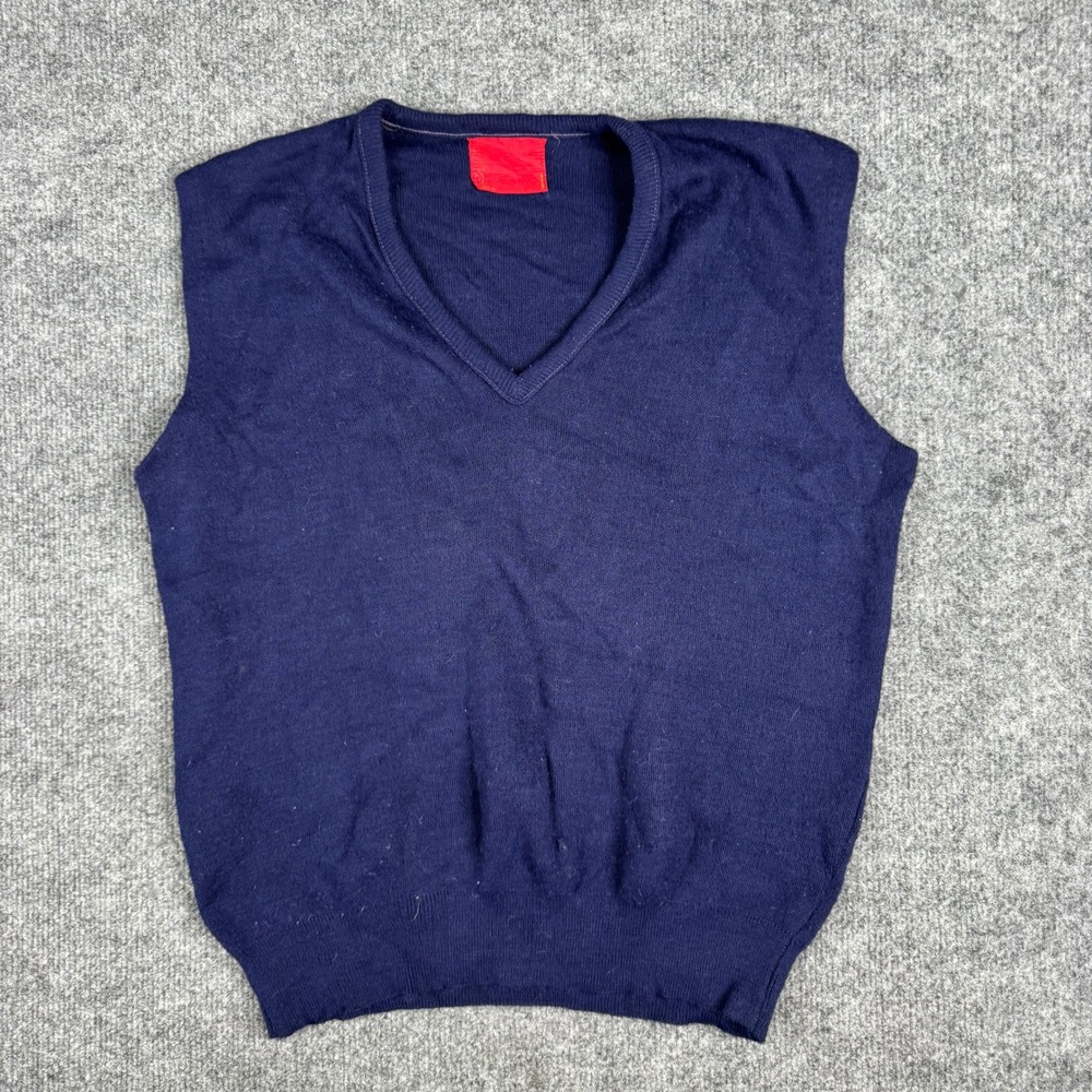 Unbranded Sweater Vest Mens Size M Navy Blue V-Neck Classic Knit Sleeveless